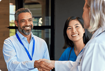 Welcome handshake between team members